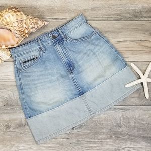 CALVIN KLEIN Colorblock Denim Jean Mini Skirt Sz 28
